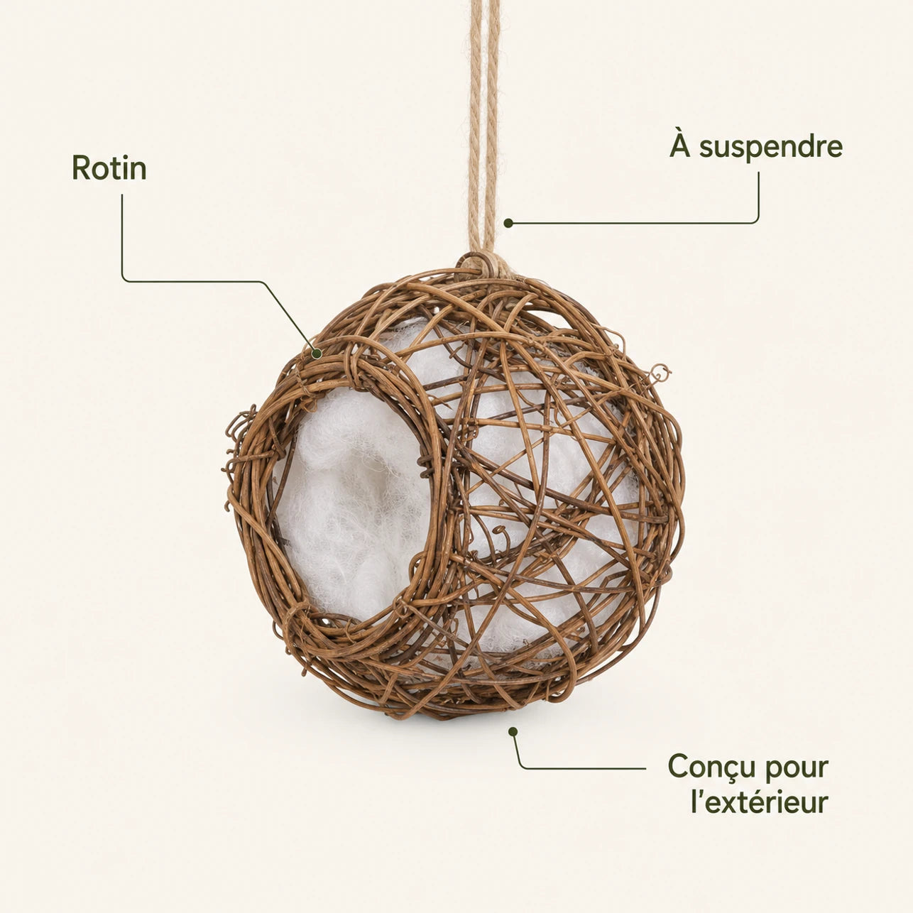 Nichoir en rotin marron — photo 4