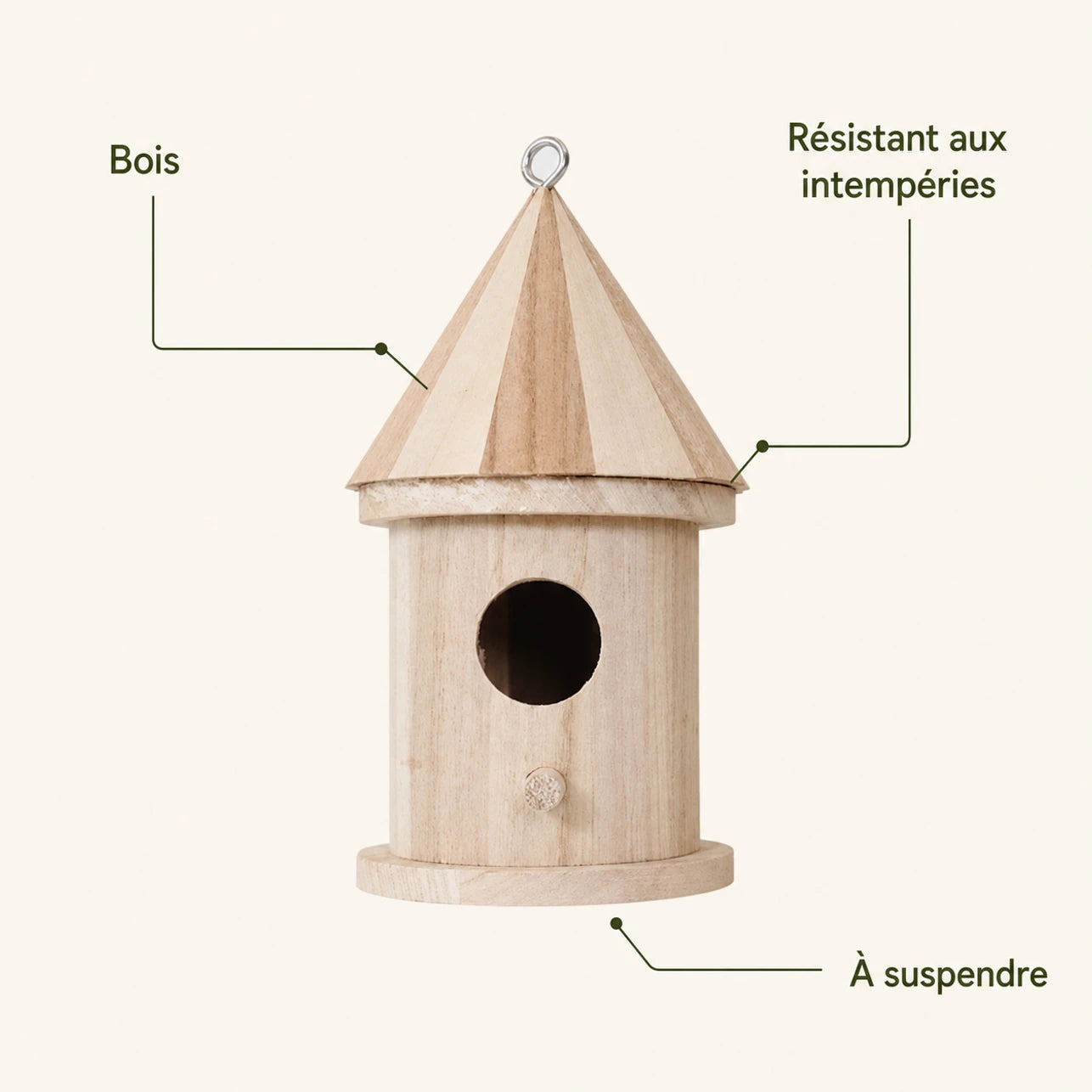 Nichoir observatoire en bois beige — photo 4