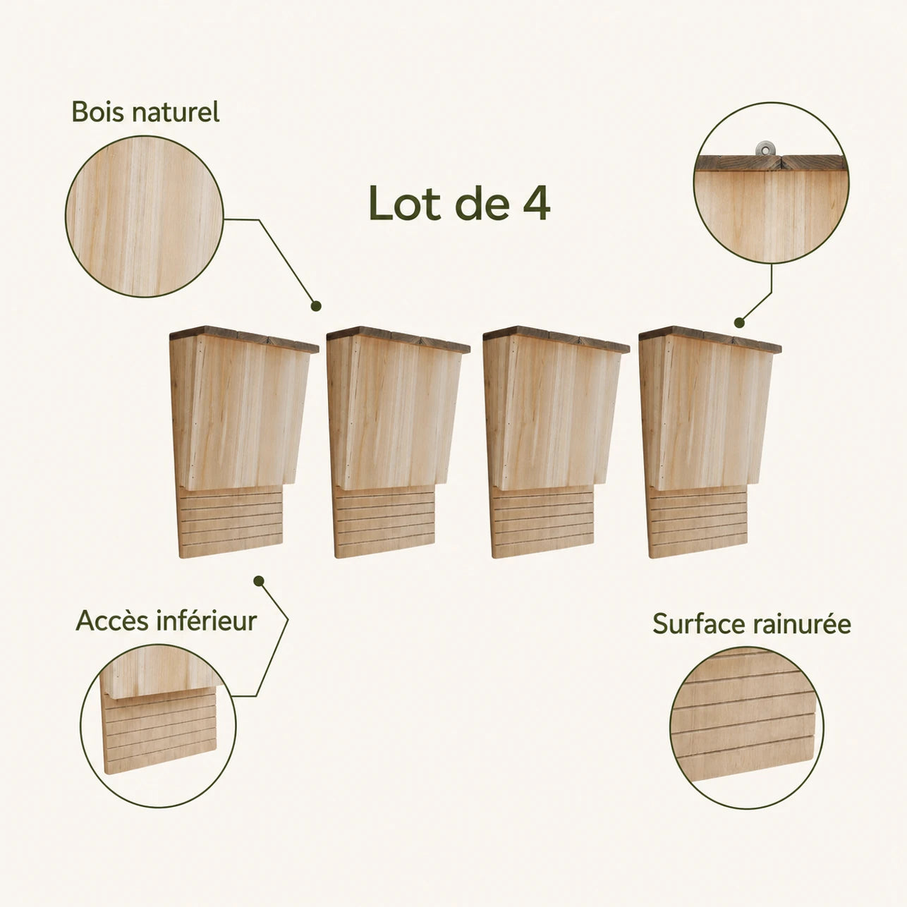 Nichoir en bois marron format 22 × 12 × 34 cm — photo 4