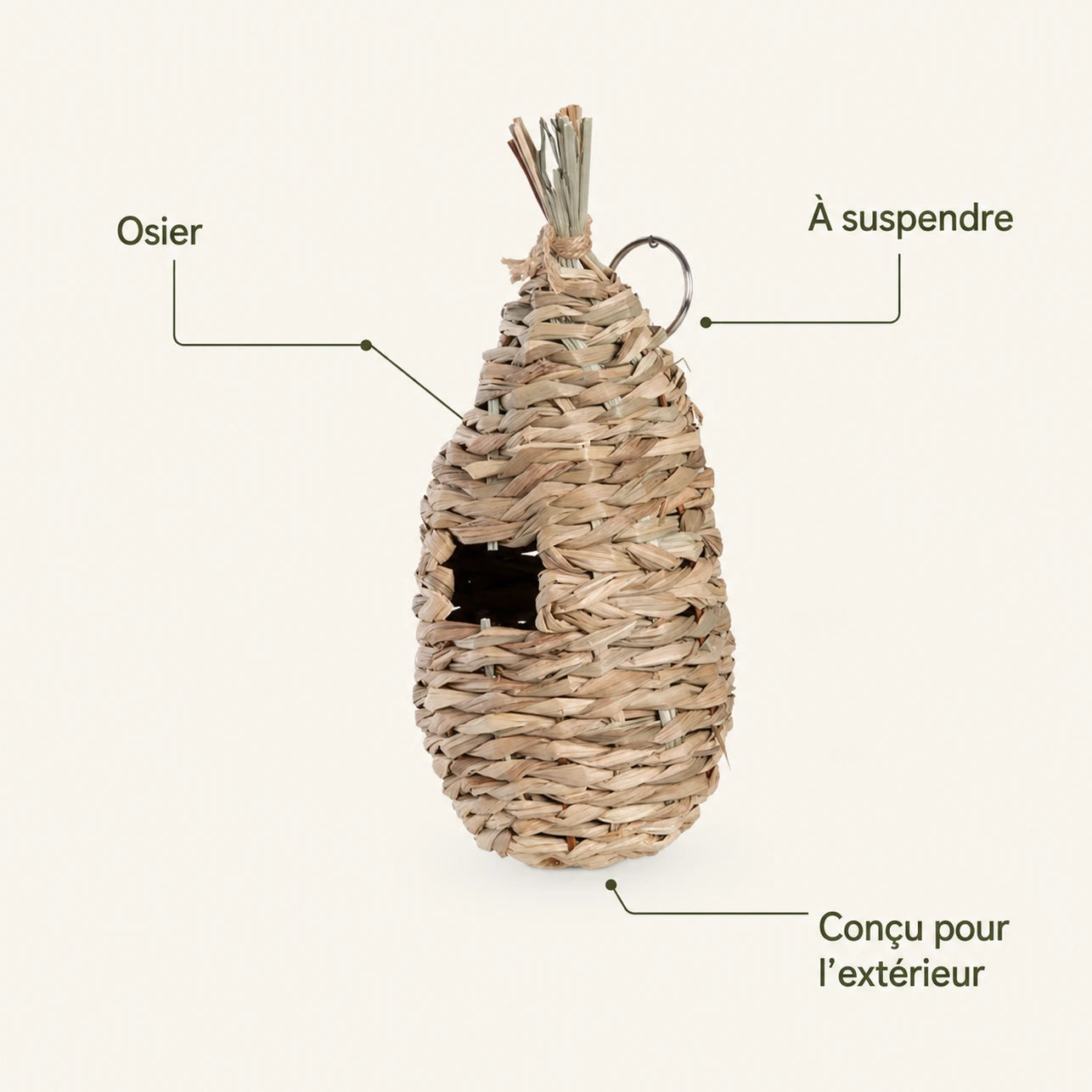 Nichoir en osier beige — photo 4