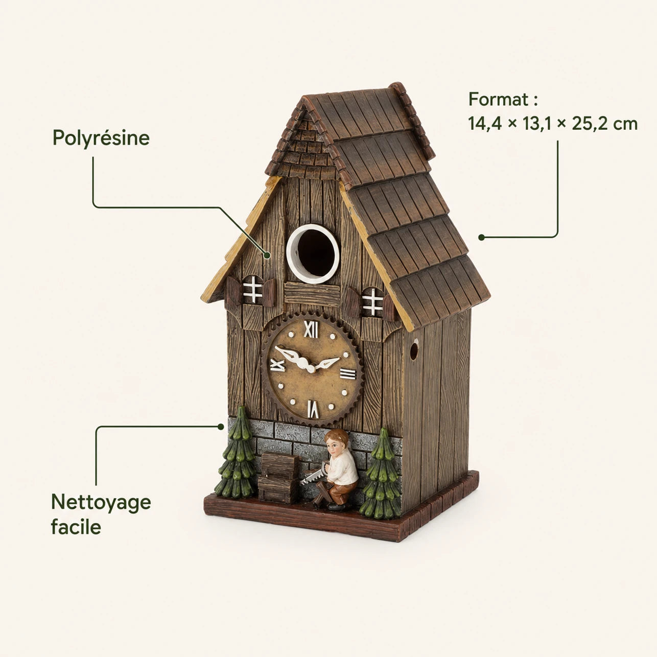 Nichoir en bois format 14,4 × 13,1 × 25,2 cm — photo 4