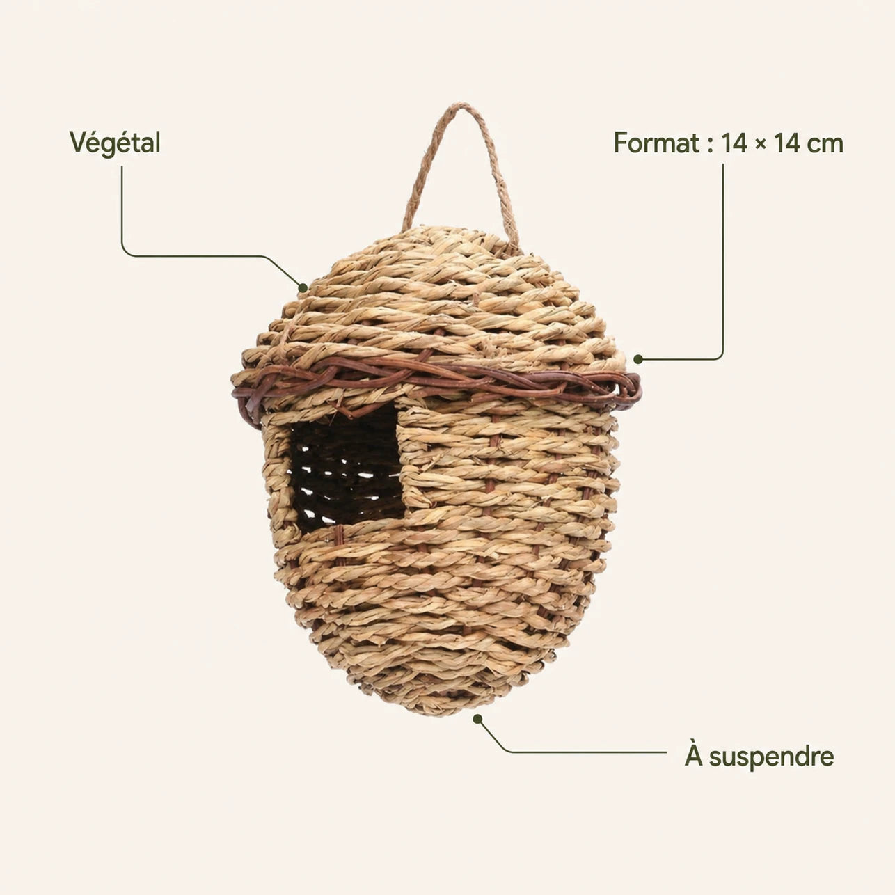 Nichoir suspendu format 14 × 14 cm — photo 4
