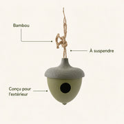 Nichoir suspendu en forme de gland vert — photo 4