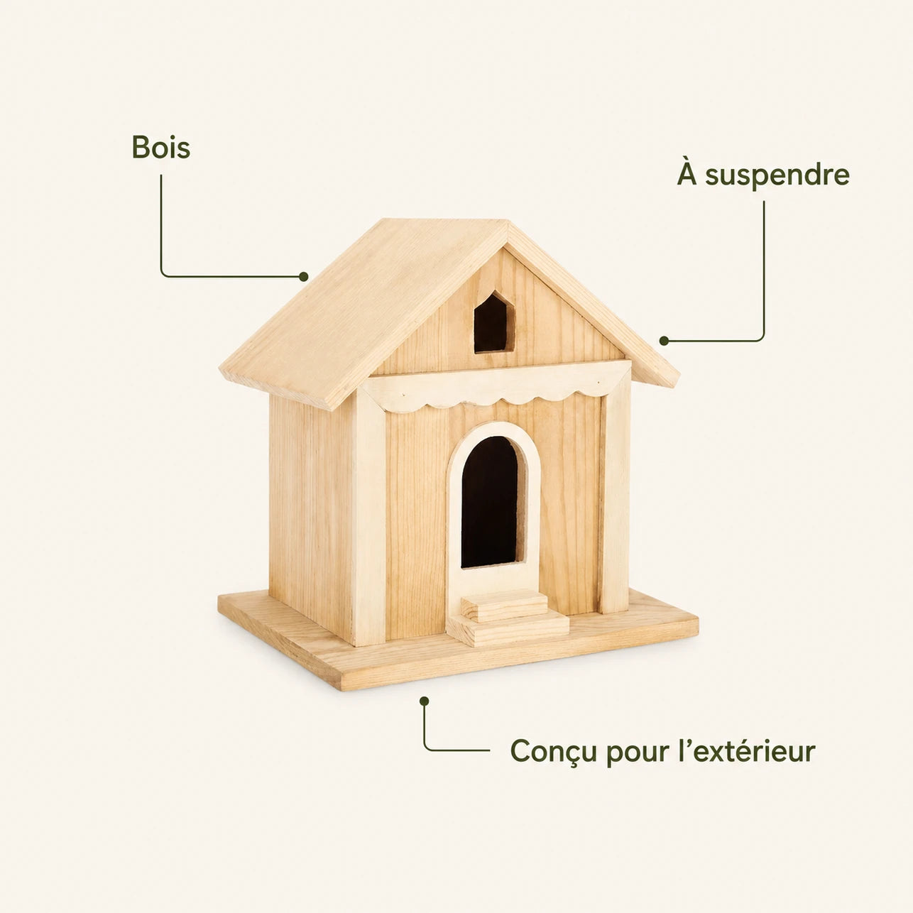 Nichoir en bois à double entrée et auvent — photo 4