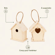 Lot de 2 nichoirs suspendus en bois à ouvertures assorties — photo 4