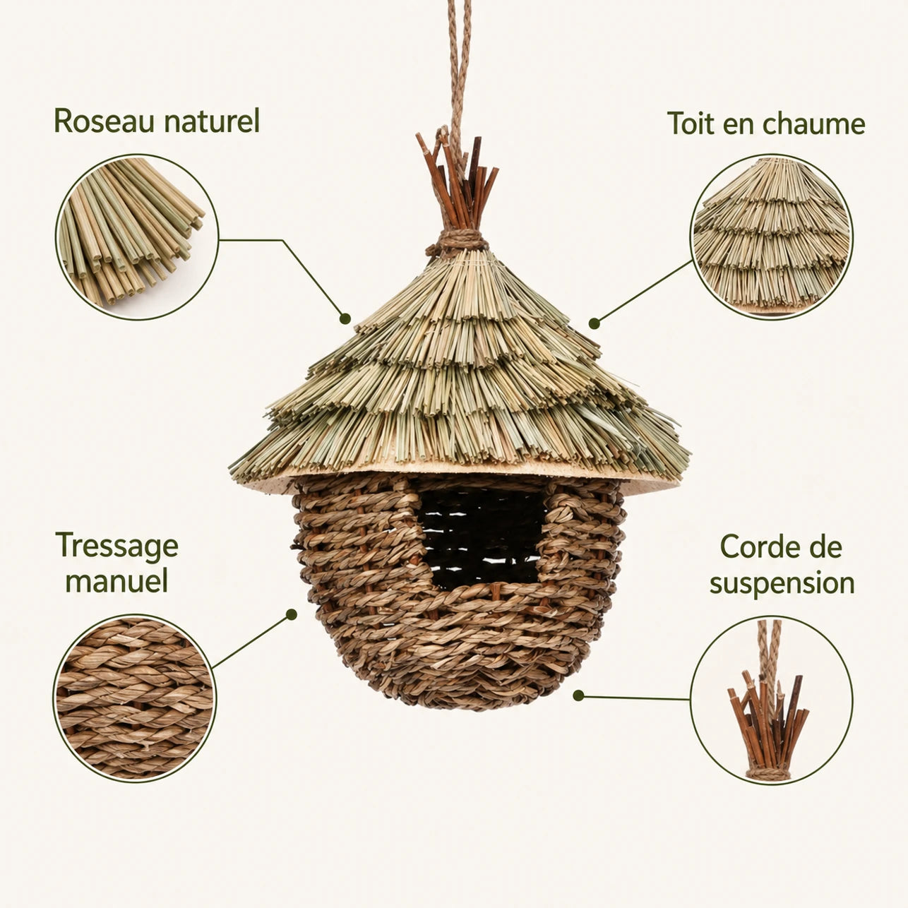 Nichoir suspendu en bois marron — photo 4