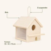 Nichoir observatoire en bois format 14 × 14 × 13 cm — photo 4