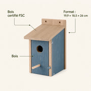 Nichoir en bois bleu format 19,9 × 18,5 × 26 cm — photo 4