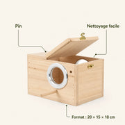 Nichoir observatoire en pin beige format 20 × 15 × 18 cm — photo 4