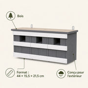 Lot de 3 nichoirs en bois gris format 44 × 15,5 × 21,5 cm — photo 4