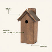 Nichoir à toit bitumé marron format 13,8 × 18,3 × 31,5 cm — photo 4