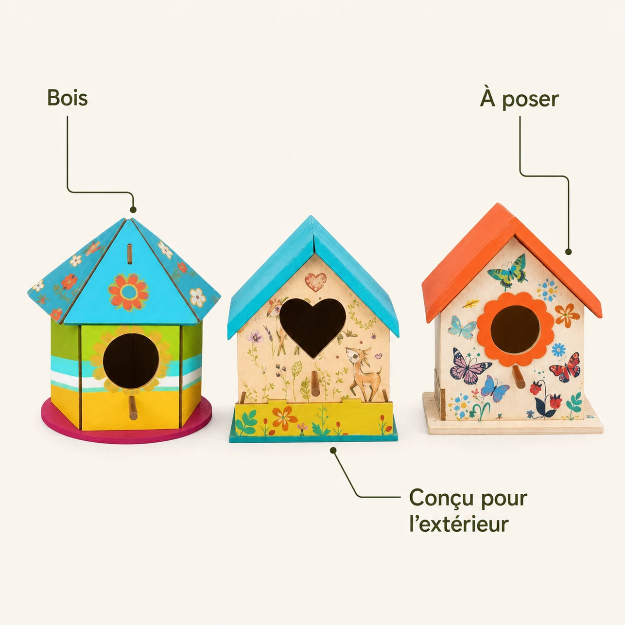 Lot de 3 nichoirs en bois — photo 4