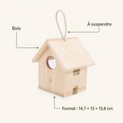 Nichoir observatoire en bois beige format 14,7 × 13 × 15,8 cm — photo 4