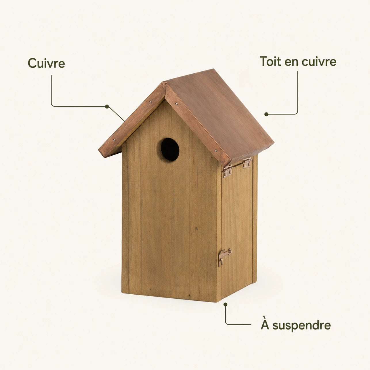 Nichoir en bois à toit en cuivre marron — photo 4