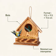 Nichoir observatoire en bois rouge format 17,2 × 17,2 × 17,2 cm — photo 4