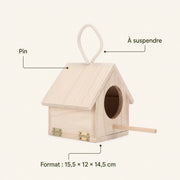 Nichoir suspendu en pin naturel format 15,5 × 12 × 14,5 cm — photo 4