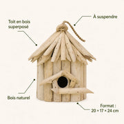 Nichoir suspendu en bois beige format 20 × 17 × 24 cm — photo 4