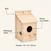 Nichoir suspendu en bois beige format 15 × 15 × 22 cm — photo 4