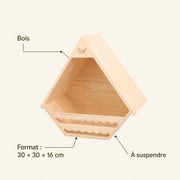 Nichoir mural en bois beige format 30 × 30 × 16 cm — photo 4