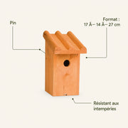 Nichoir en pin marron format 17 × 14 × 27 cm — photo 4