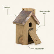 Nichoir rustique en bois marron à toit pentu — photo 4