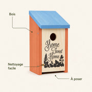Nichoir décoratif en bois orange à toit bleu — photo 4