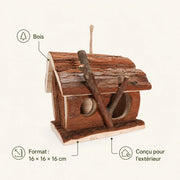 Nichoir en bois marron format 16 × 16 × 16 cm — photo 4