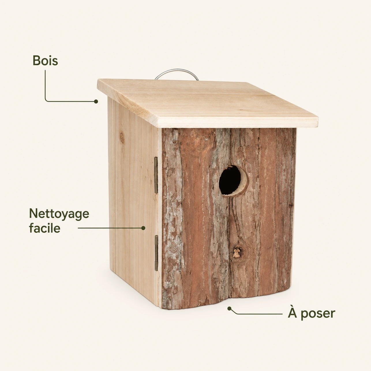 Nichoir rustique en bois à façade écorce — photo 4