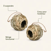 Lot de 2 nichoirs suspendus ronds en fibres tressées — photo 4