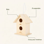 Nichoir en bois clair à deux entrées superposées — photo 4