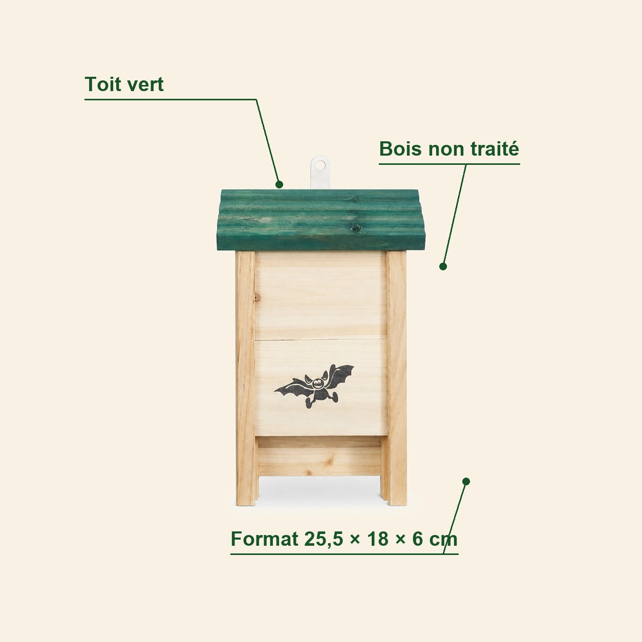 Nichoir à chauves-souris à toit vert — photo 4
